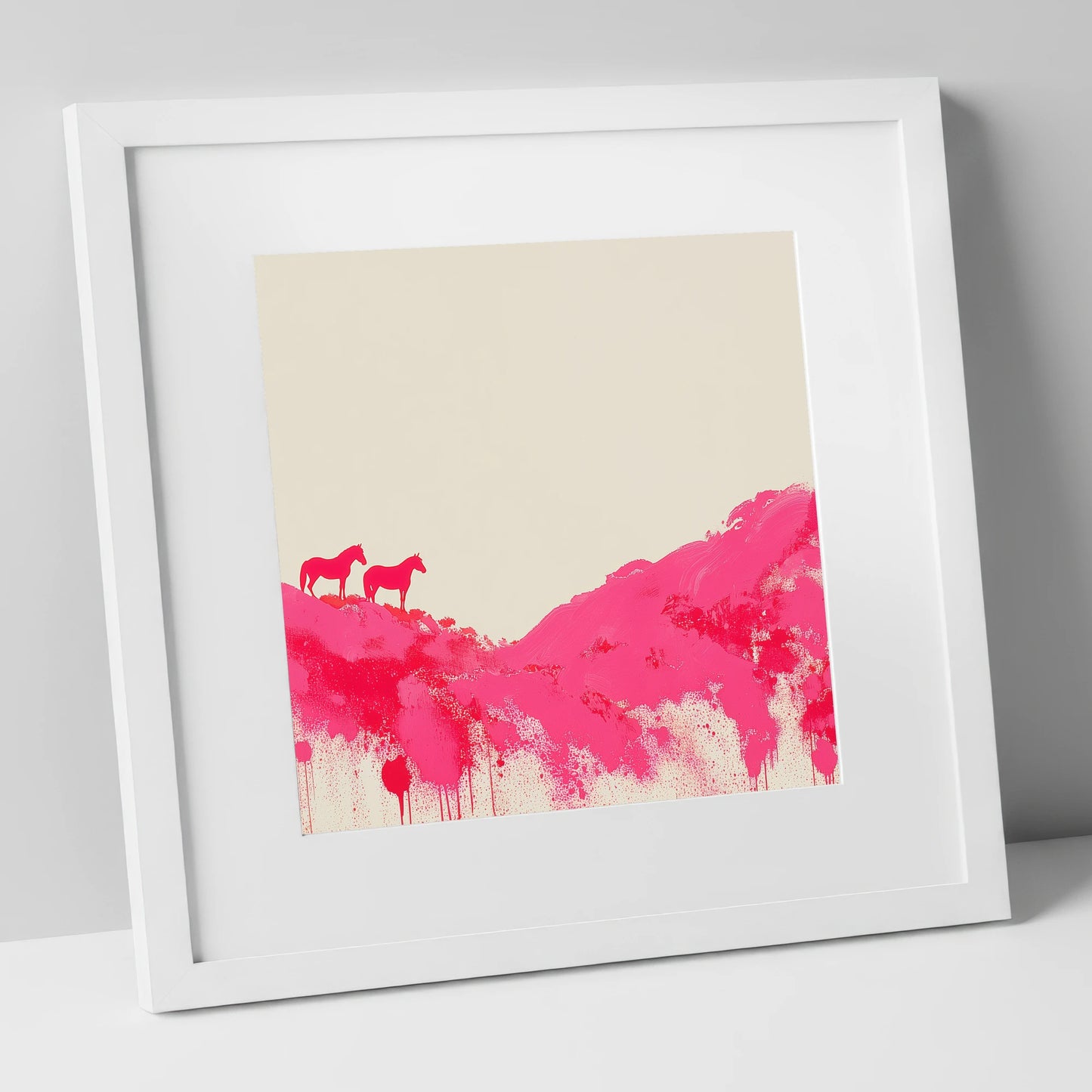 Magenta Ridge horse landscape art print in white frame