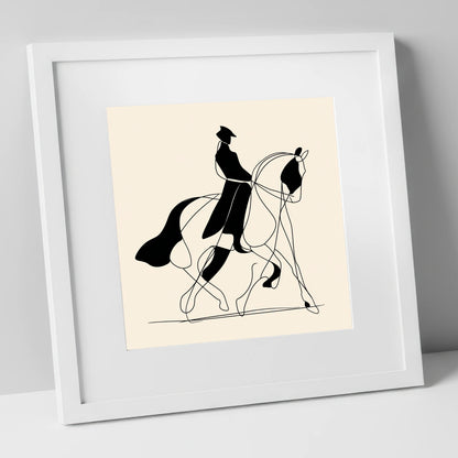Harmony in Motion dressage horse art print in white frame