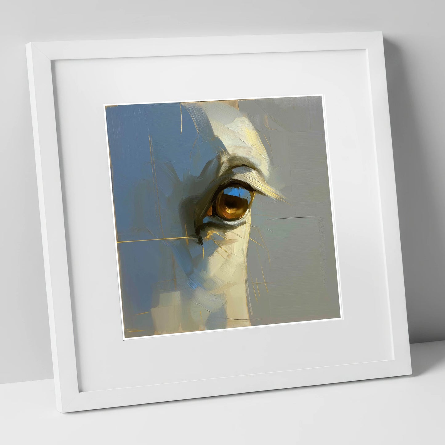Soul of the Grey horse portrait art print in white frame