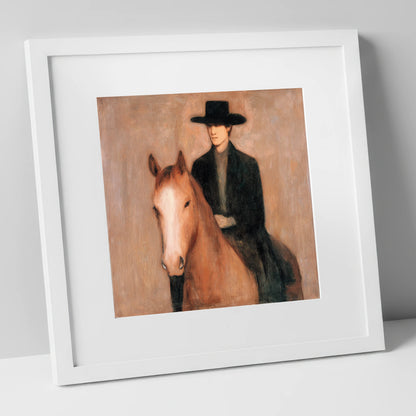 Serene Western Bond western horse art print in white frame