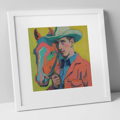 Vivid Western Companion western horse art print in white frame
