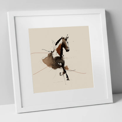 Abstract Dressage Form dressage horse art print in white frame