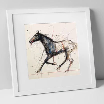 Racing Pulse racing horse art print in white frame