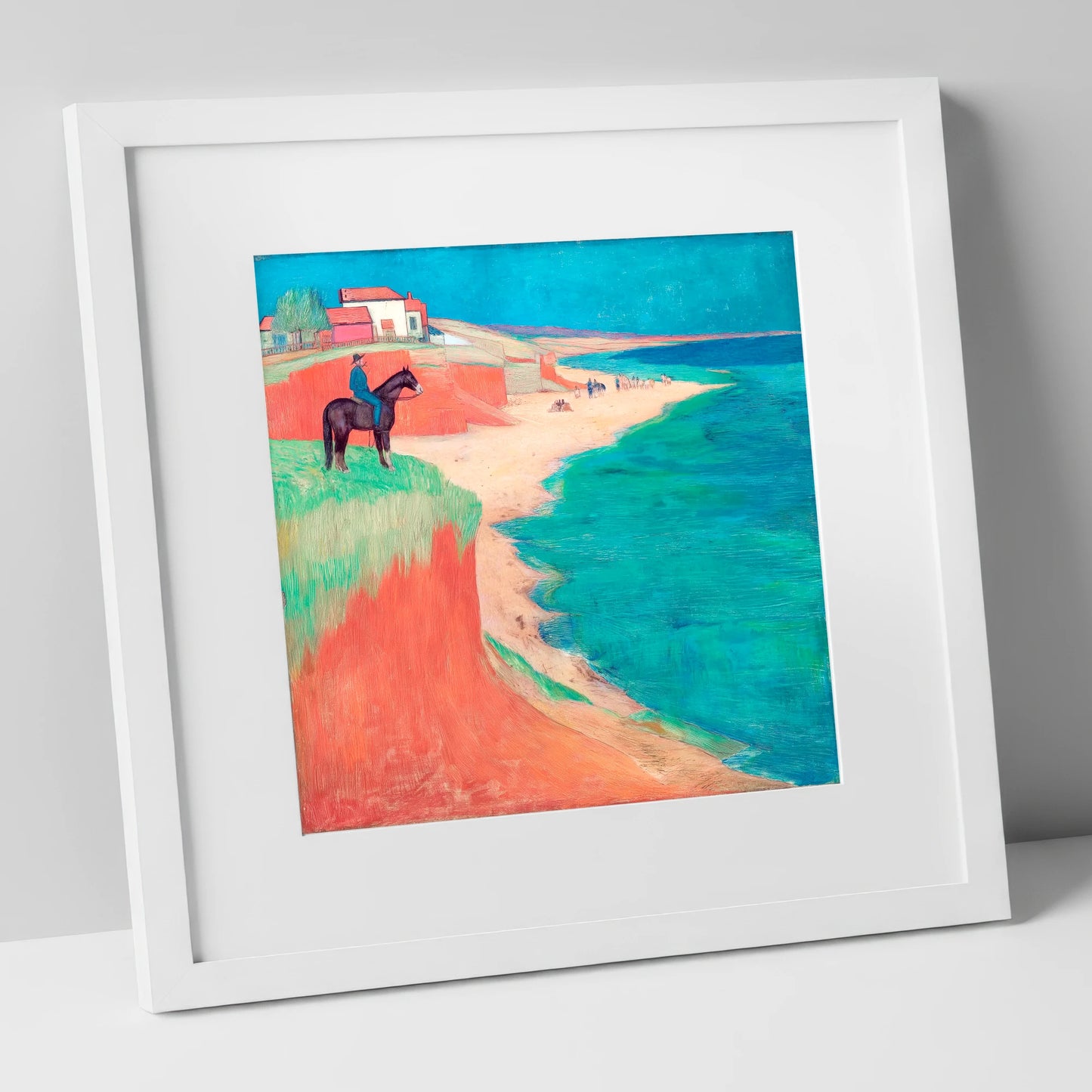 The Coastal Vantage horse landscape art print in white frame