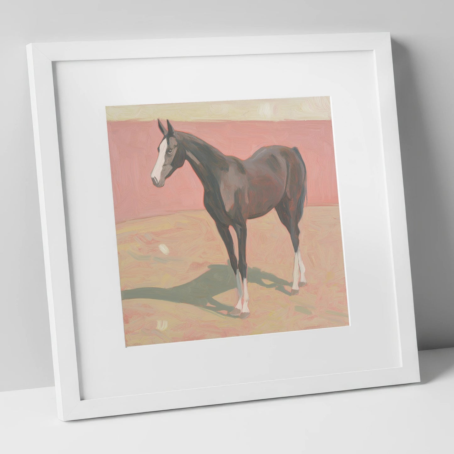 Quiet Grace in Pastel horse breed art print in white frame