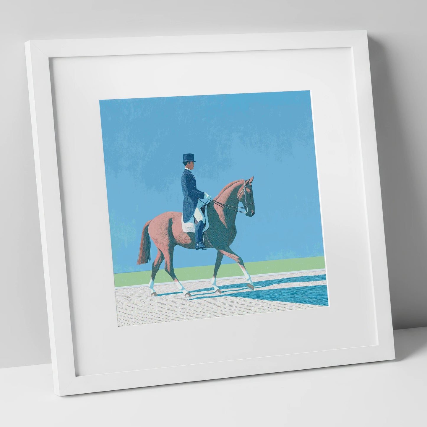 Collected Harmony dressage horse art print in white frame