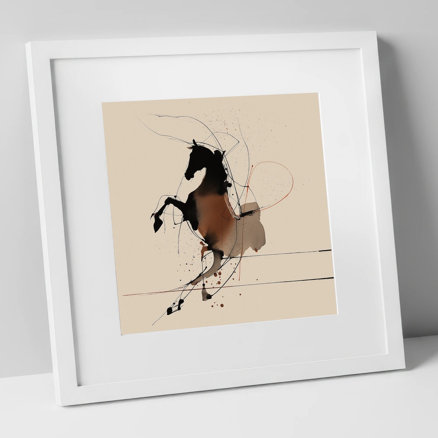 Untamed Spirit horse portrait art print in white frame