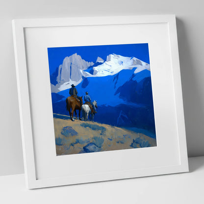 High Country Horizon horse landscape art print in white frame