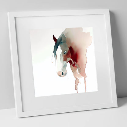 Crimson Silhouette horse breed art print in white frame