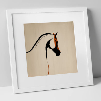 The Plaited Crest horse breed art print in white frame