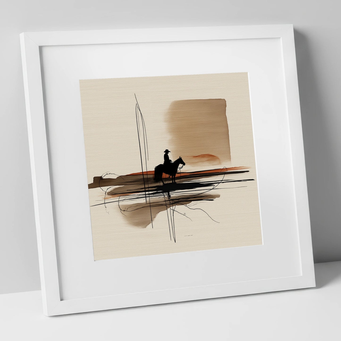 Solitude on the Plains western horse art print in white frame