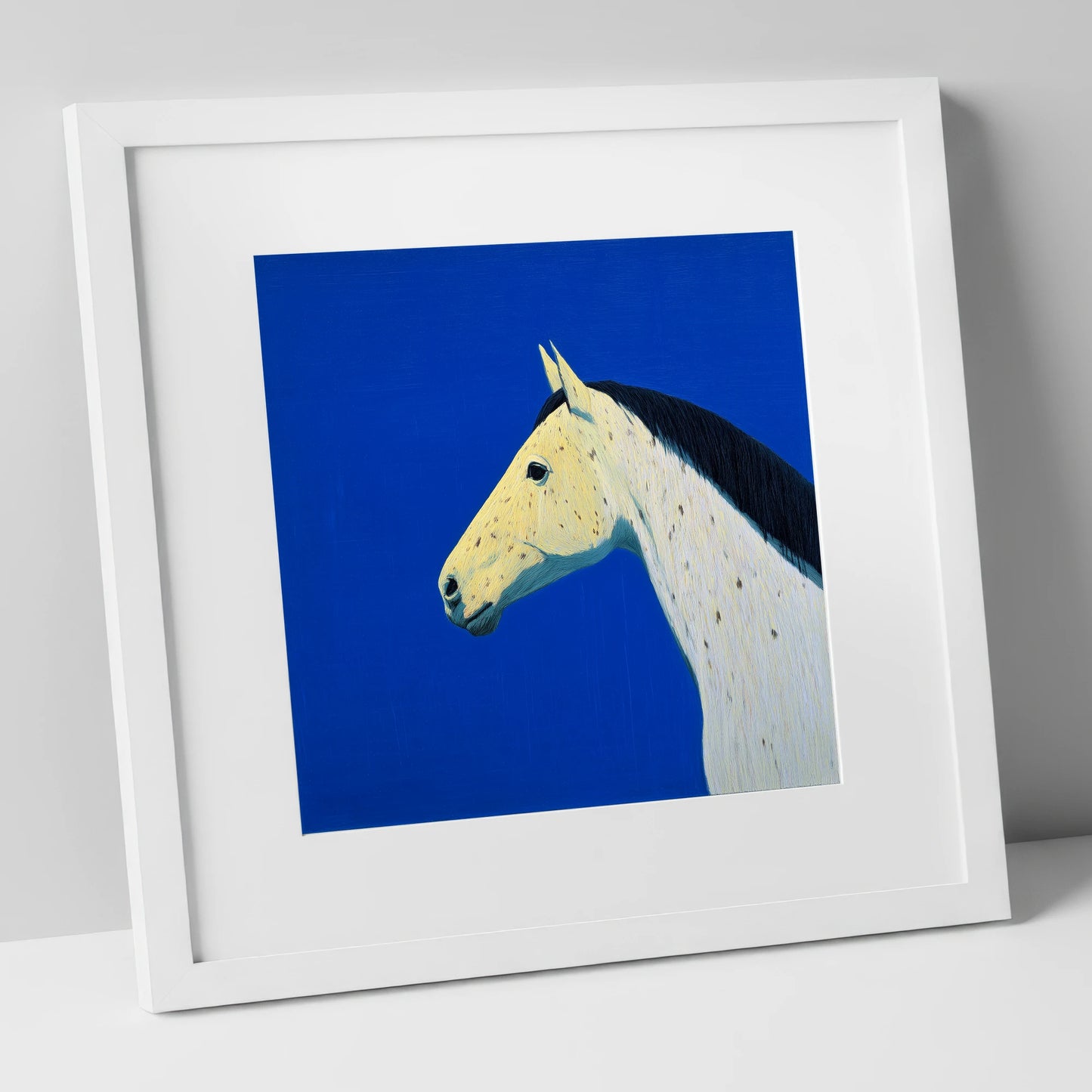 The Azure Profile horse breed art print in white frame