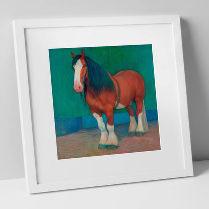 Vibrant Heavy Horse horse breed art print in white frame