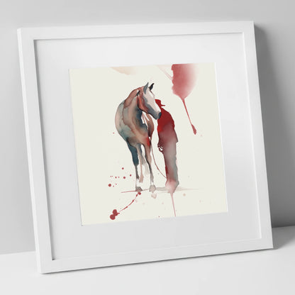 The Quiet Bond horse & rider art print in white frame