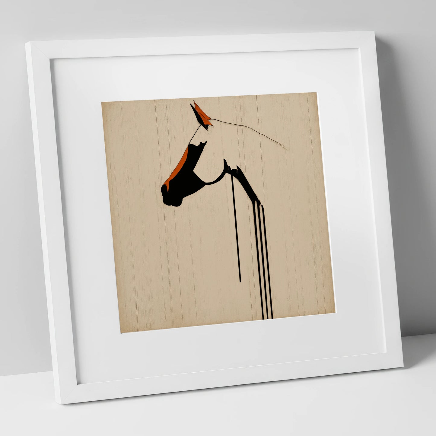 Minimalist Ink Profile horse breed art print in white frame
