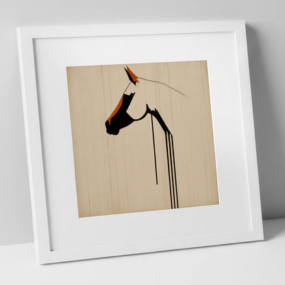 Minimalist Ink Profile horse breed art print in white frame
