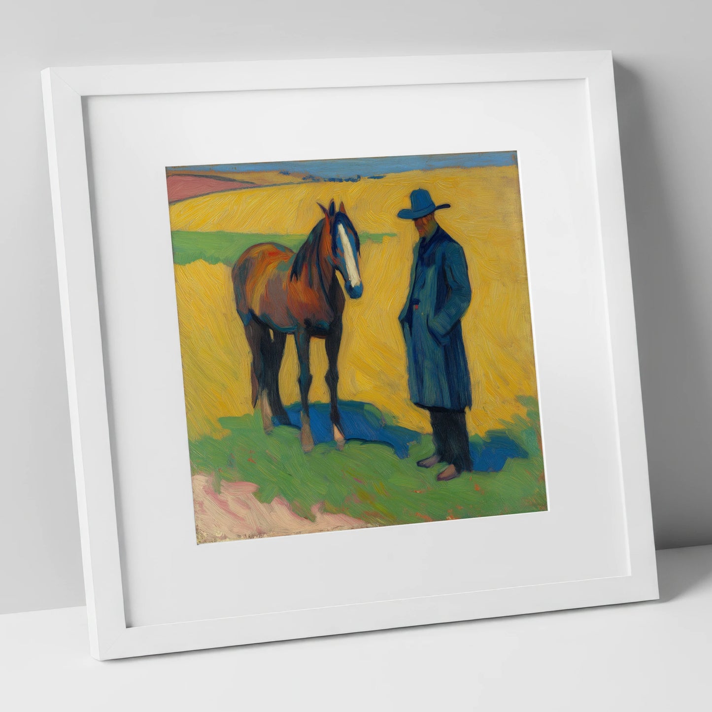 Quiet Western Companions western horse art print in white frame