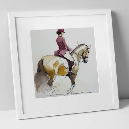 Classical Dressage Poise dressage horse art print in white frame