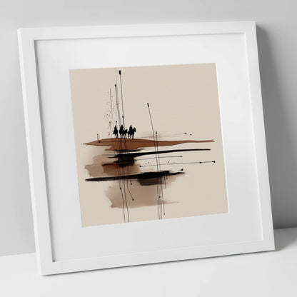 Distant Horizon Riders horse landscape art print in white frame