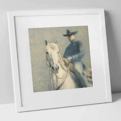 The Quiet Western western horse art print in white frame