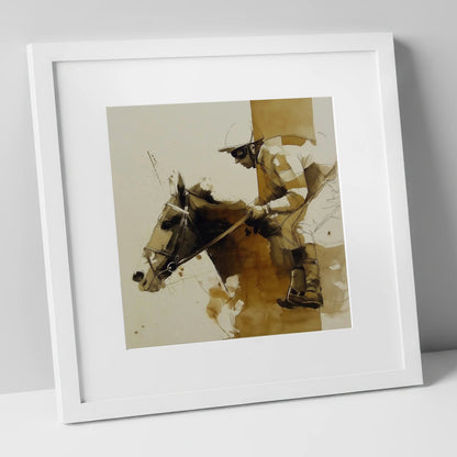 Pace in Profile racing horse art print in white frame