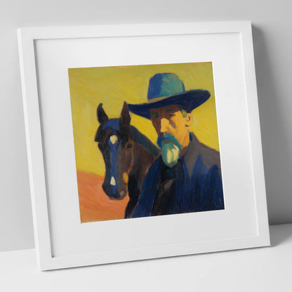 Vibrant Western Bond western horse art print in white frame