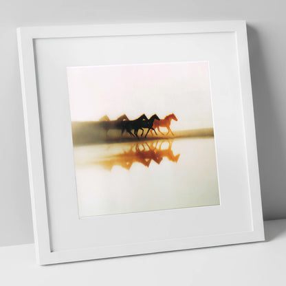 Whispers of the Herd wild horses art print in white frame