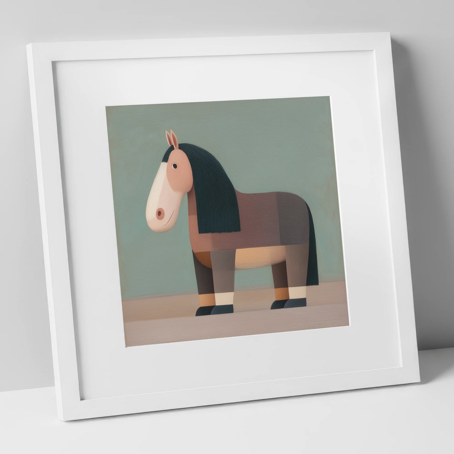 Nostalgic Equine Form horse breed art print in white frame