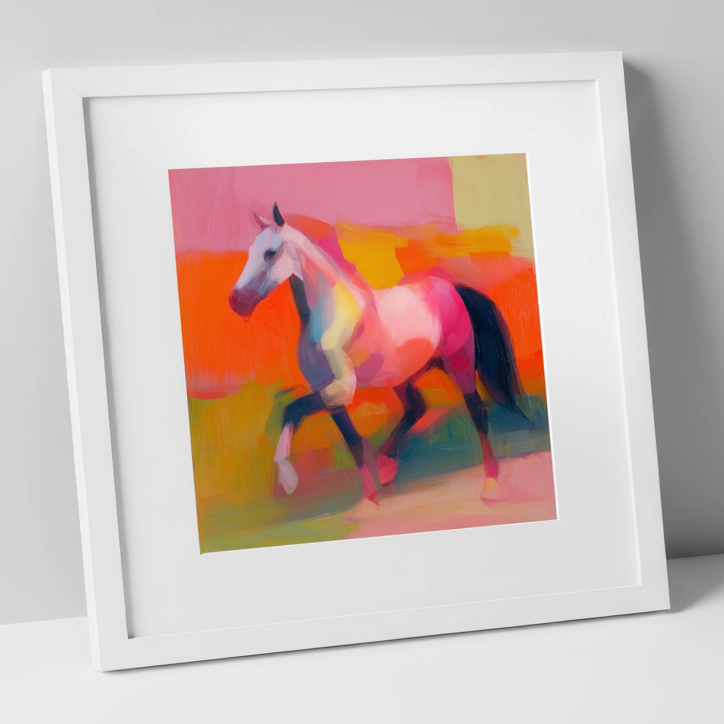 Vivid Equine Stride horse breed art print in white frame