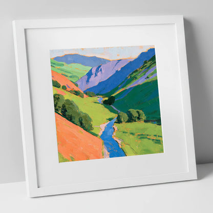 Vivid Riding Country horse landscape art print in white frame