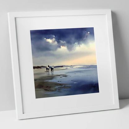 Reflections at Low Tide horse landscape art print in white frame