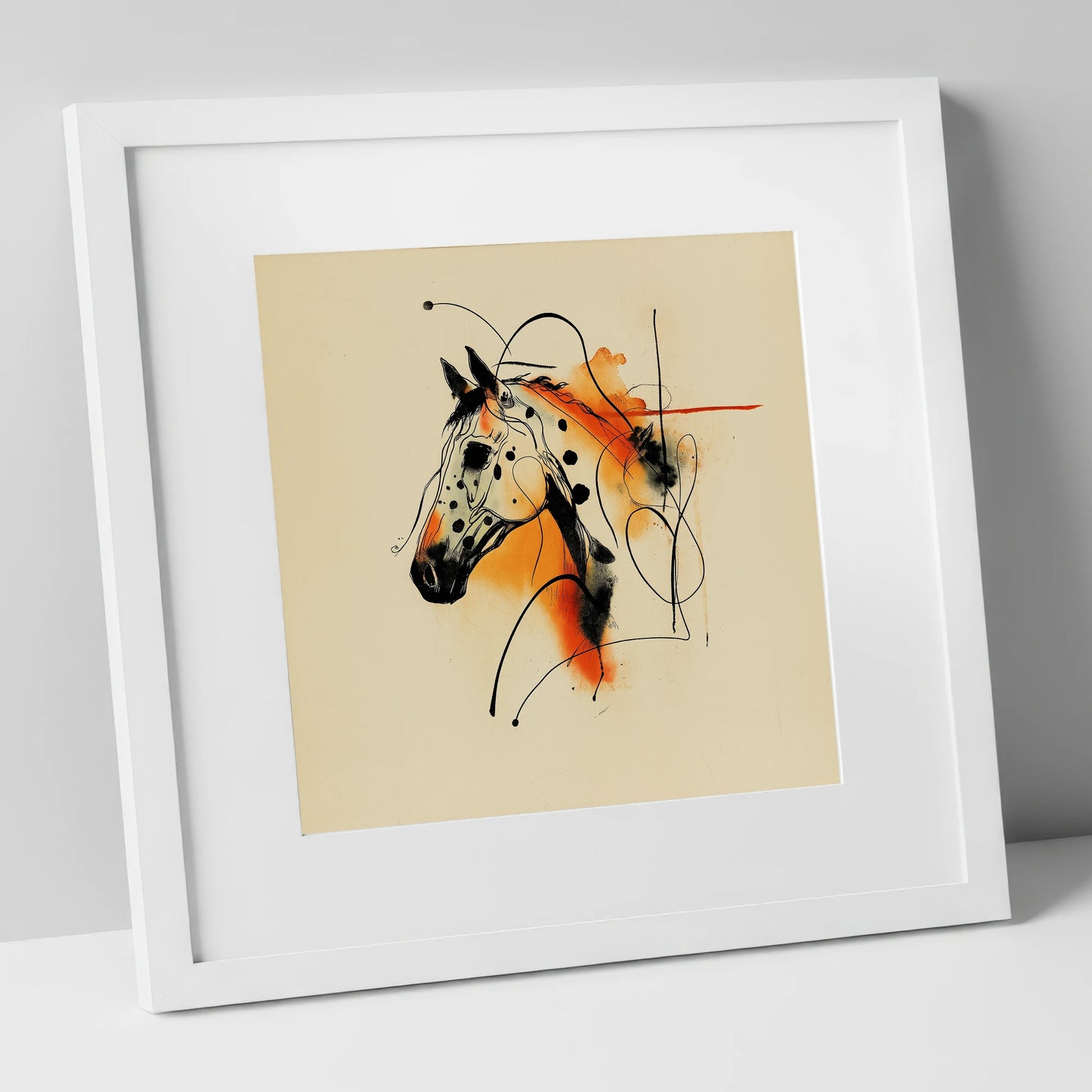 Vibrant Appaloosa Spirit horse breed art print in white frame