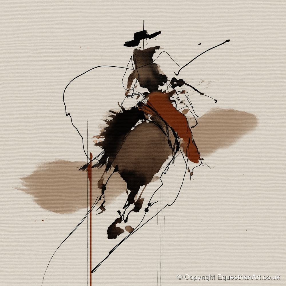 Frontier Ink Silhouette - western horse art print and canvas by Julian Vance A.I