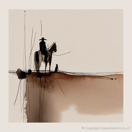 Frontier Silhouette - western horse art print and canvas by Julian Vance A.I