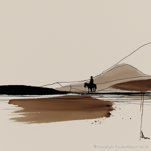Frontier Silhouette - western horse art print and canvas by Julian Vance A.I