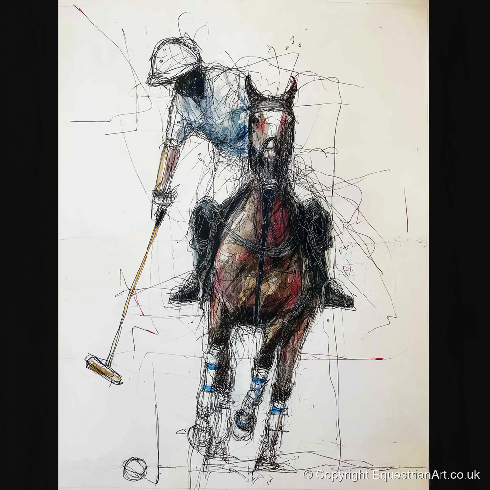 Full Gallop Focus - polo horse art print and canvas by Giles Bancroft A.I