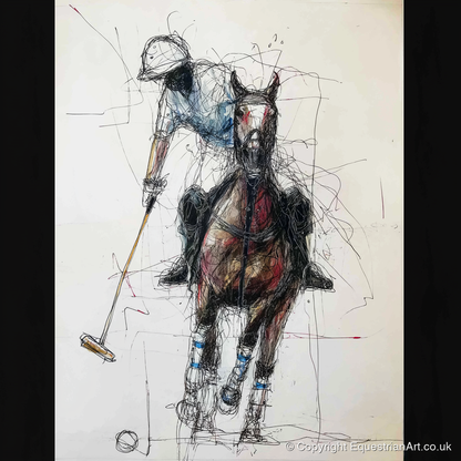 Full Gallop Focus - polo horse art print and canvas by Giles Bancroft A.I