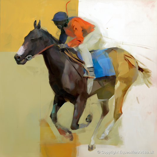 Full Stretch Momentum - racing horse art print and canvas by Silas Marlowe A.I