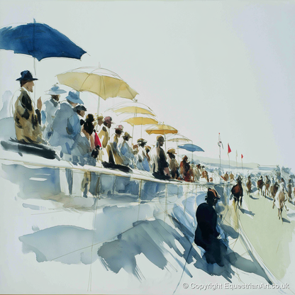 Gathering at the Rails - racing horse art print and canvas by Beatrice Langley A.I
