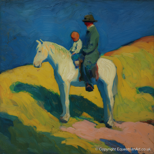 Generations in the Saddle - horse & rider art print and canvas by Rowan Sinclair A.I