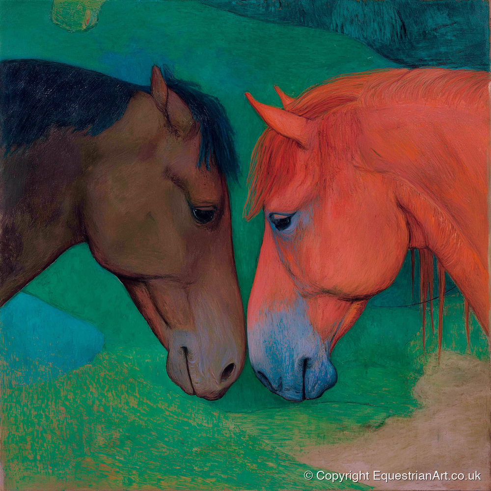 Gentle Companions - horse portrait art print and canvas by Lawrence Gable A.I