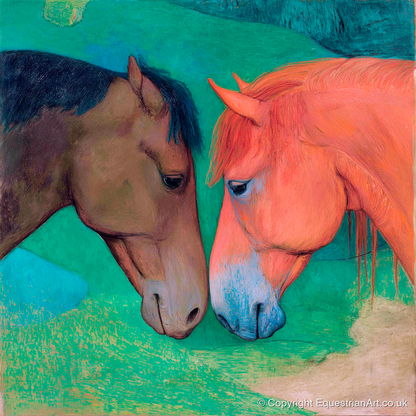 Gentle Companions - horse portrait art print and canvas by Lawrence Gable A.I