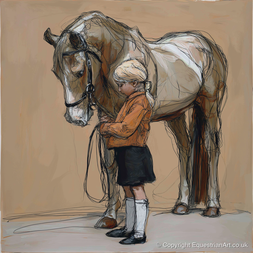 Gentle Companionship - horse & rider art print and canvas by Jasper Montgomery A.I