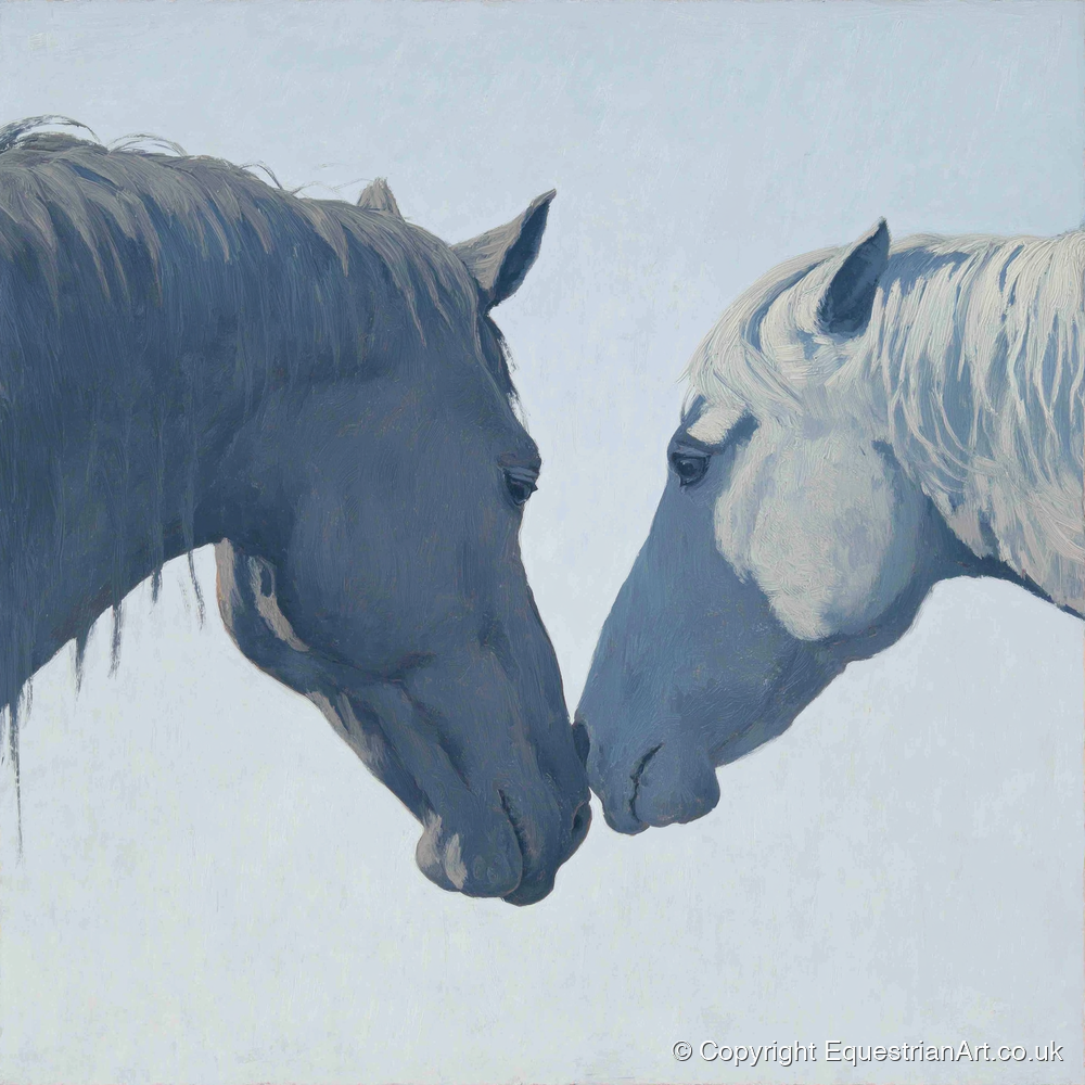 Gentle Connection - horse portrait art print and canvas by Oscar Pendleton A.I