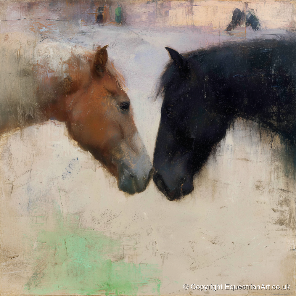 Gentle Connection - horse portrait art print and canvas by Nathaniel Reed A.I