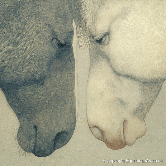 Gentle Counterparts - horse portrait art print and canvas by Arthur Sterling A.I