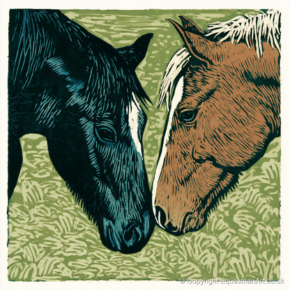 Gentle Greeting - horse portrait art print and canvas by Hector Sullivan A.I