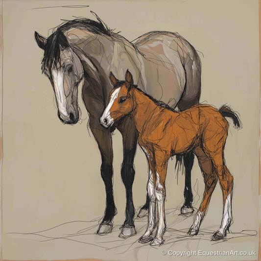 Gentle Guidance - mare & foal art print and canvas by Jasper Montgomery A.I