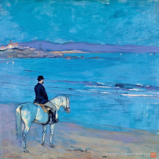 Gentleman's Coastal Ride - horse landscape art print and canvas by Clement Hughes A.I