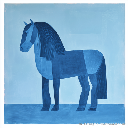 Geometric Blue Heavy Horse - horse breed art print and canvas by Roland Bishop A.I